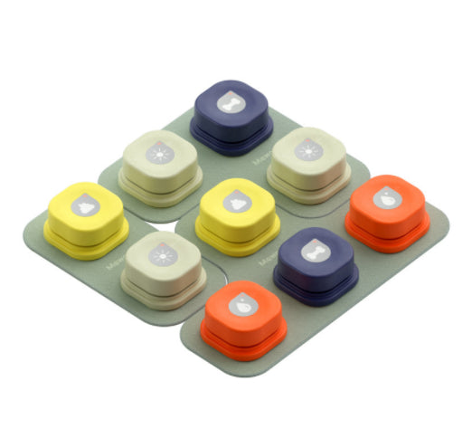 Set of colorful round containers on a white background