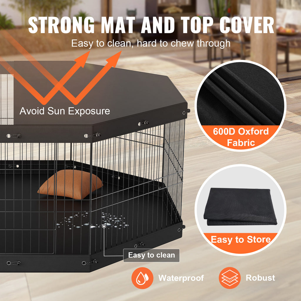 Dog crate with features highlighted on a wooden floor