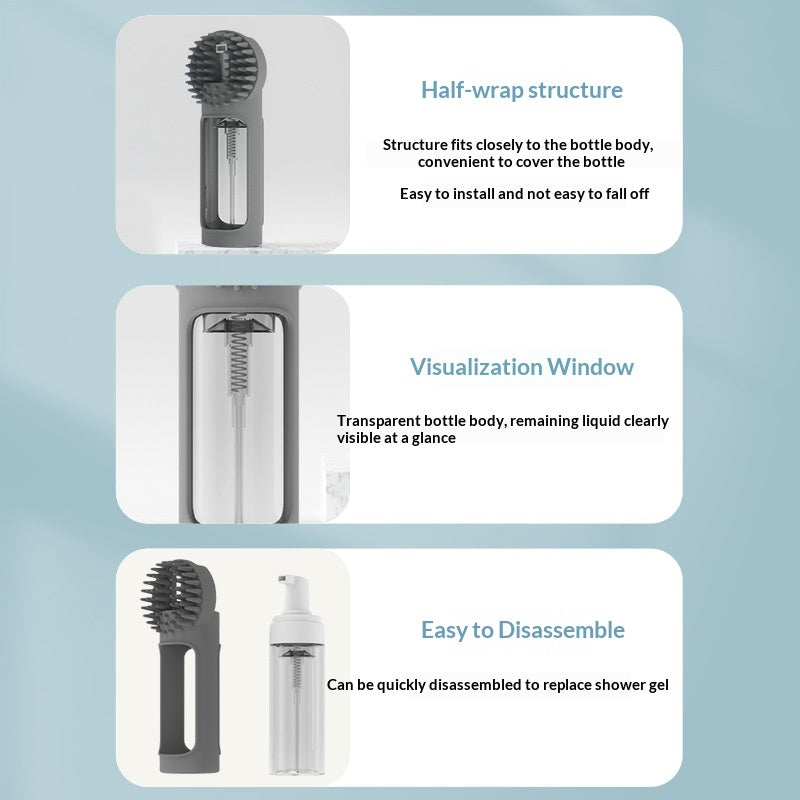 Product features with text on a light blue background