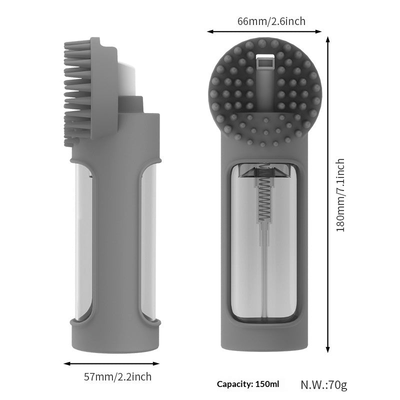 Gray kitchen brush with measurement details on a white background