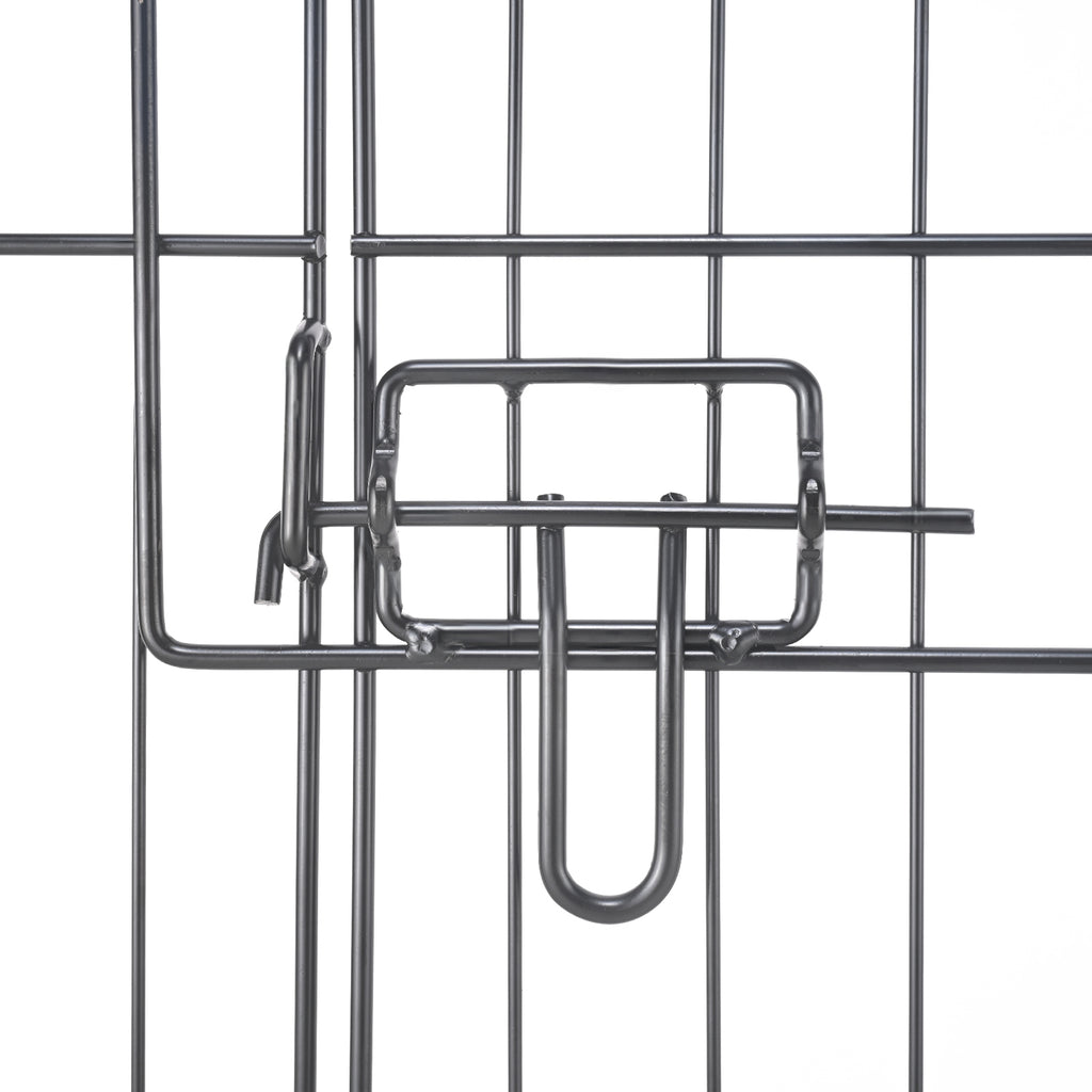 Metal wire basket with a handle on a white background