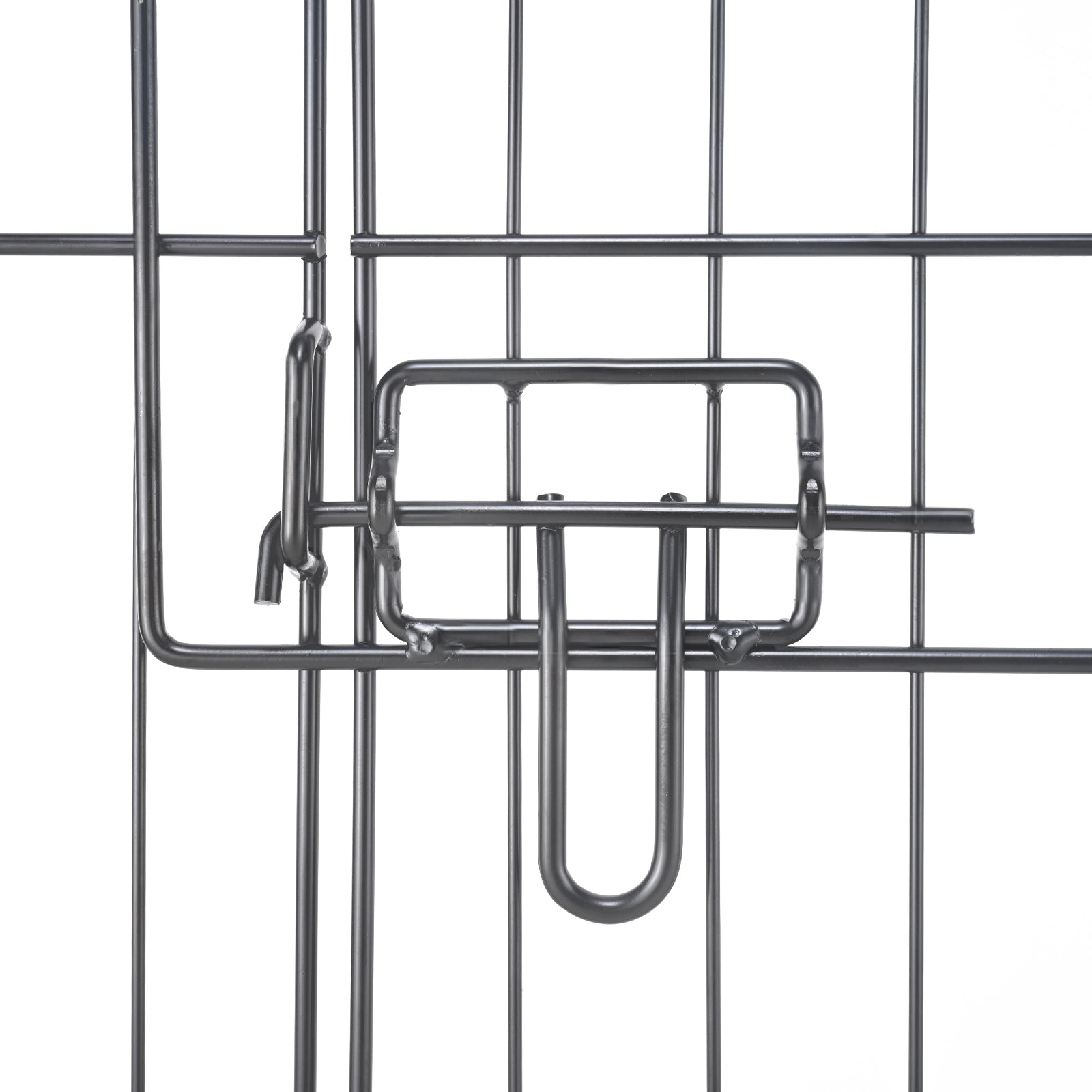 Metal wire basket with a handle on a white background