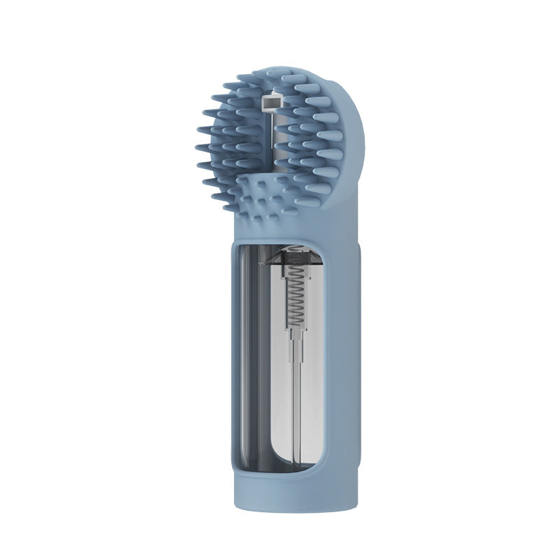 Blue kitchen cleaning brush with bristle head and handle on a white background