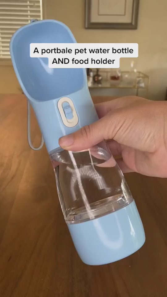 Portable Dog Water Bottle with Food Container (Leak-Proof)